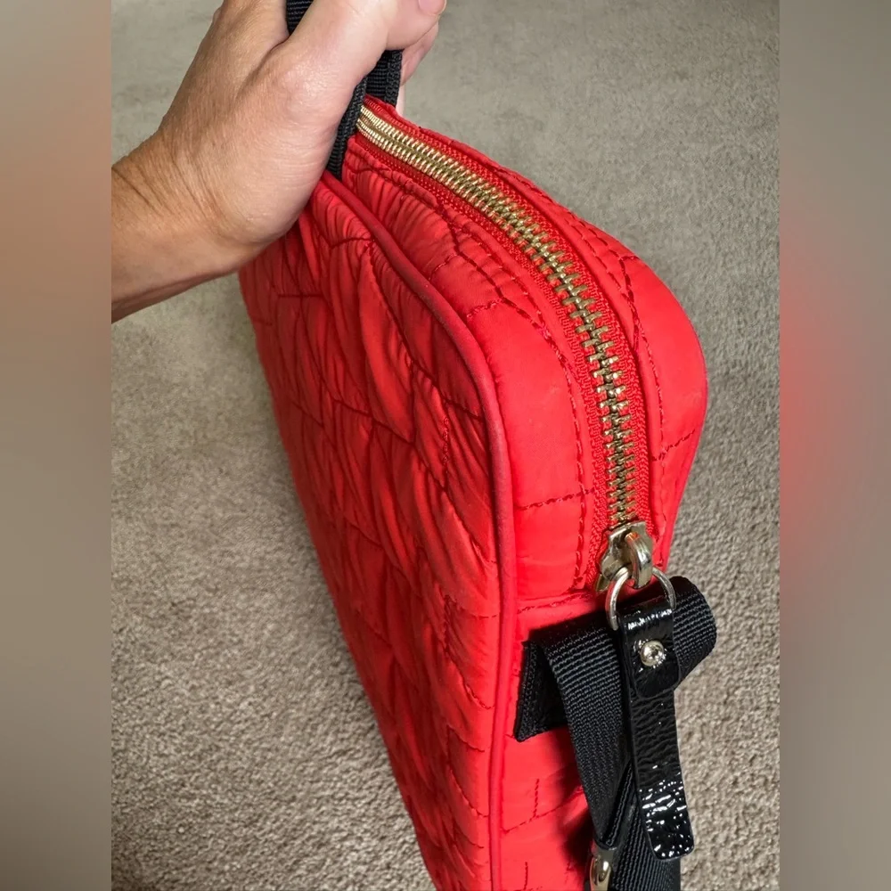 Kate Spade Quilted Bag EUC Signature Spade Quilted Chad Laptop Bag Red Orange